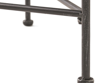 Outdoor Square Side Table With X Shaped Iron Frame - Black
