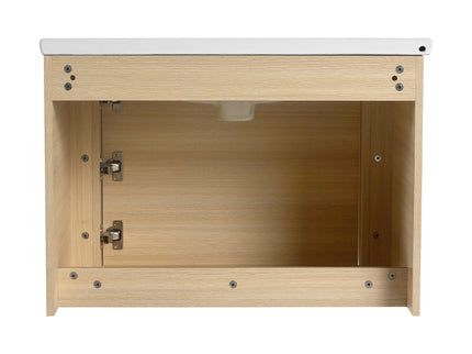 Wall Mounted Bathroom Vanity With Sink And Storage Shelves, Soft Close Doors