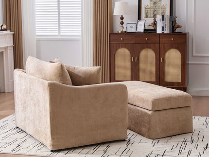 Accent Chair With Ottoman, Includes 2 Bolster Pillows