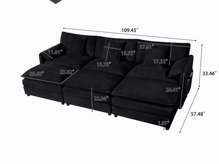 Modern Comfy Deep Seat Modular Sectional Sofa Cloud Couch With Ottoman