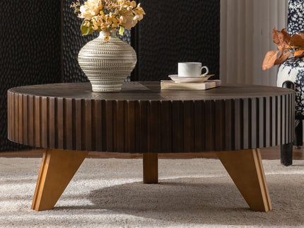 Round Retro Coffee With Solid Wood Legs