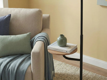 Seoul - Floor Lamp With Rotary Switch Wood Table Base - Black / White
