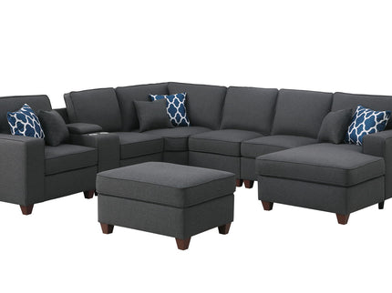 Tina - 8 Piece Upholstered Sectional With Ottoman
