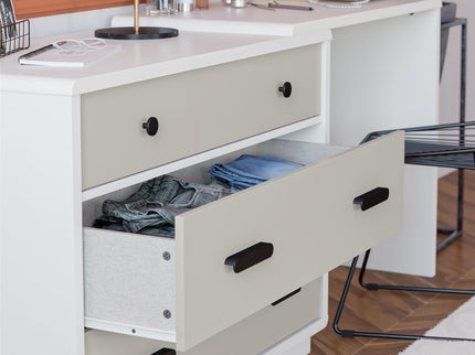 Valencia - 3 Drawer Dresser And Desk - Taupe