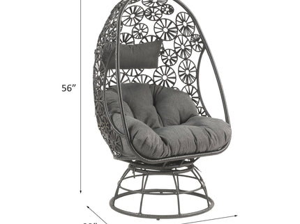 Hikre - Patio Lounge Chair & Side Table - Black / Charcoal