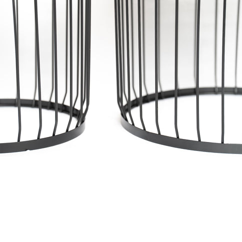 Solar Powered Nesting Side Table Set - Black