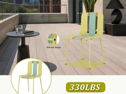 Modern Striped Blocking Single Chairs, Waterproof And Fade Resistant (Set of 4)