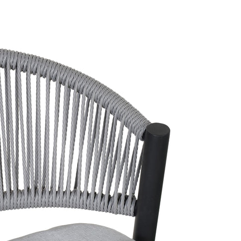 Outdoor Bar Height Metal Frame Counter Stools With Scallop Shaped Backrest & Water Resistant Cushions