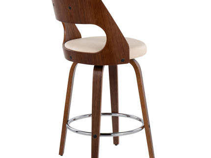 Cecina - Mid-Century Modern Fixed Height Counter Stool With Swivel And Round Footrest (Set of 2)