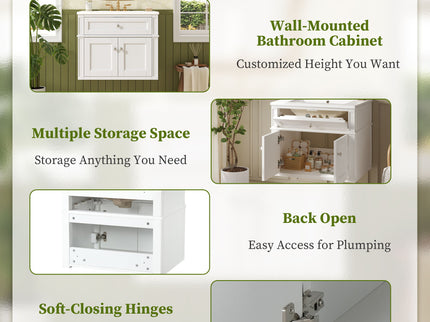 Wall Mounted Bathroom Vanity With Tip Out Drawer And Open Back Design