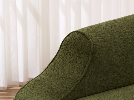 Compression Curved Chaise Longue Chair Indoor Loveseat Sofa Bed With Deep Seat And Pillow - Green