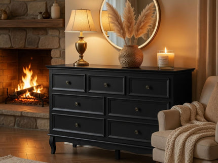 7 Drawer Dresser, Storage Chest - Black