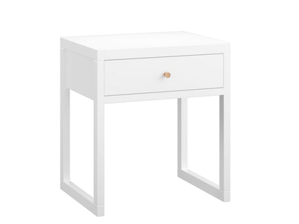 Nightstand With Drawer, Minimalist Bedside Table, Compact End Table For Bedroom - White