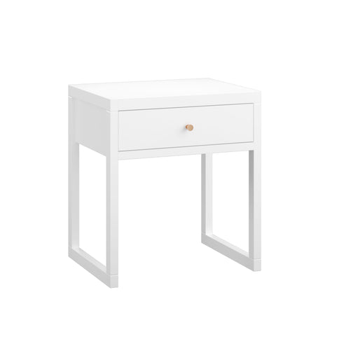 Nightstand With Drawer, Minimalist Bedside Table, Compact End Table For Bedroom - White