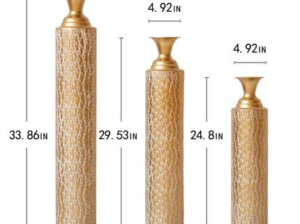 Metal Decorative Vases High Distress Metal Center Vases With Growing Vine Patterns, (Set of 3) Vases For Home Decoration - Gold