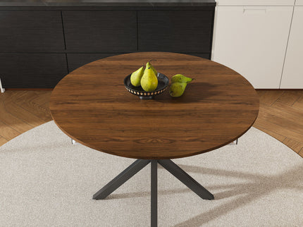 Round Dining Table With Extendable Blades, X Base