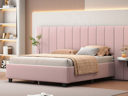 Upholstered Platform Bed With Big Headboard