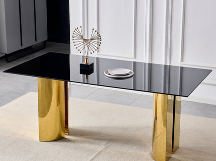 Rectangular Dining Table - Gold / Black