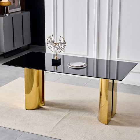 Rectangular Dining Table - Gold / Black