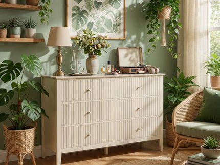 Modern 6 Drawer Fluted Dresser