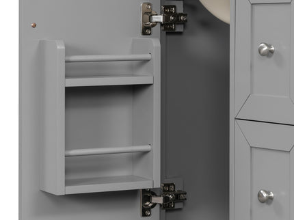 Modern Bathroom Vanity With Sink, Freestanding Cabinet With Drawers And Shelves