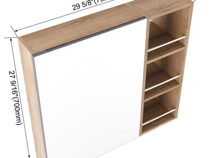 29.63" Wall Mounted Bathroom Cabinet With Adjustable Shelves - Imitative Oak