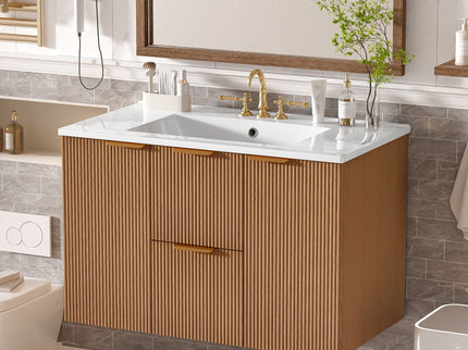 Modern Wall Mounted Bathroom Vanity, Soft Close Doors