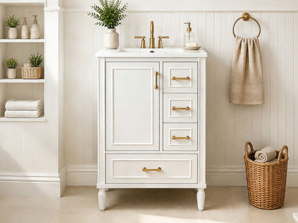 Modern Bathroom Vanity With Sink, Soft Close Doors, 3 Drawers