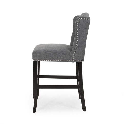 Vienna - Fabric Tufted Counter Stool With Nailhead Accents (Set of 2)