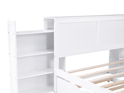 Storage Platform Bed With Pull Out Shelves And Trundle