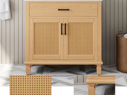 Bathroom Vanity With Ceramic Sink, Modern Free Standing Cabinet With Soft Close Drawers