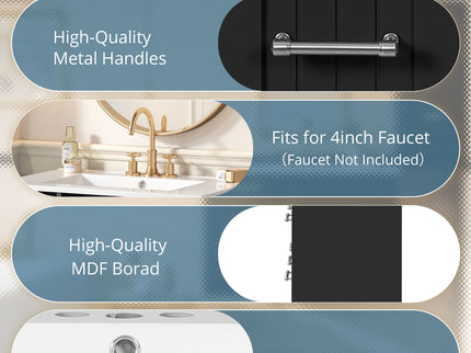 Bathroom Vanity With Undermount Sink, Soft-Close Doors, Drawers, Ceramic Sink