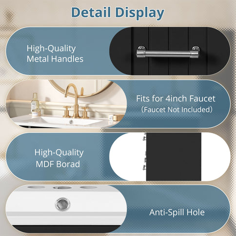 Bathroom Vanity With Undermount Sink, Soft-Close Doors, Drawers, Ceramic Sink