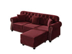 Dark Red / 2 Pc. 3 Seater Sofa, Ottoman