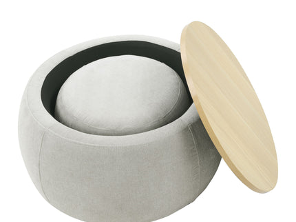 Round Storage Ottoman, 2 In 1 Function, End Table And Ottoman