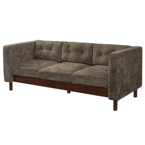 3 Seater Sofa With Square Arms, Tufted Pillow Back For Living Room