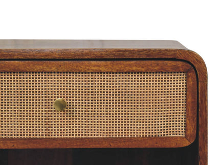 Open Woven Bedside Table, 1 Drawer - Chestnut