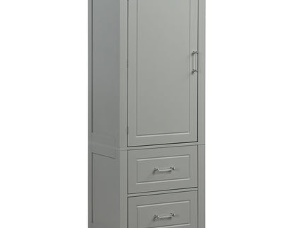 Tall Freestanding Bathroom Storage Cabinet With 2 Drawers And Adjustable Shelf