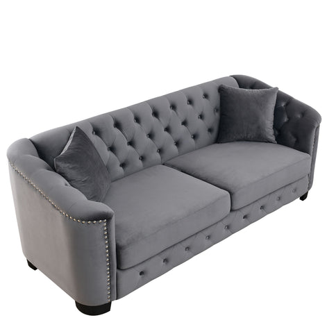 Modern Chesterfield Sofa With Tufted Backrest For Living Room