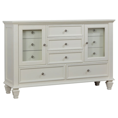 Cortina - 4 Piece Queen Bedroom Set With Ornate Panels And Storage - Cream White
