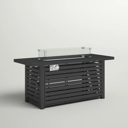Propane Fire Pit Table With Cover - Black