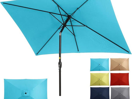 Rectangular Patio Umbrella With Crank Tilt, Polyester UV-Resistant Canopy