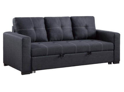 Sectional Sofa Pull Out Bed Upholstered Tufted Convertible Couch - Black