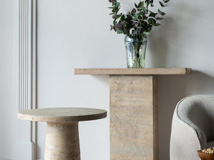 Round Side Table With Pedestal Base