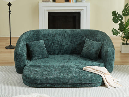 Curved Convertible Sofa, 2 In 1 Fold Out Bed With Pull Out Base And Deep Seat