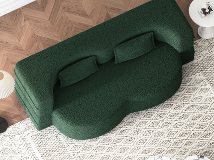 Modern Floor Sofa, With 2 Pillows, Convertible Teddy Fabric Foam Filled Bed