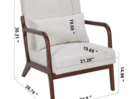 Accent Chair With Pillow And Wood Frame