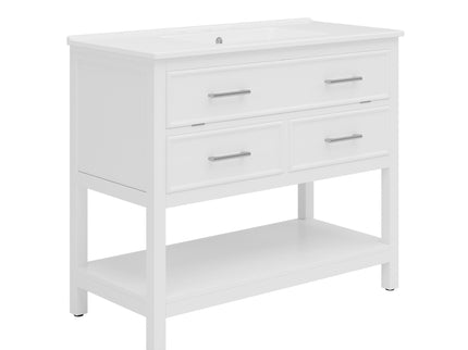 Bathroom Vanity With Ceramic Sink, Tip Out Tray & 2 Full Extension Drawers