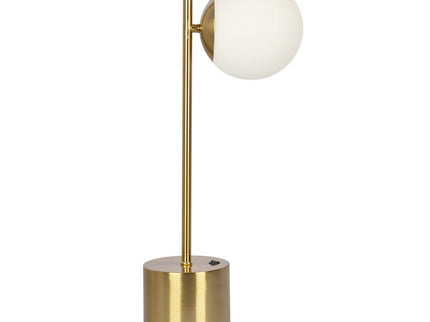 Ethereal - Modern Small Table Lamp, Desk Lamp Fixture With Globe Shade - Gold / White