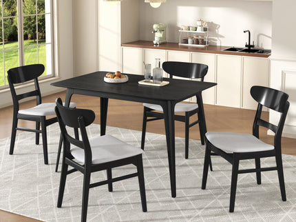 5 Piece Dining Set With 1 Table And 4 Upholstered Chairs - Black / Light Gray